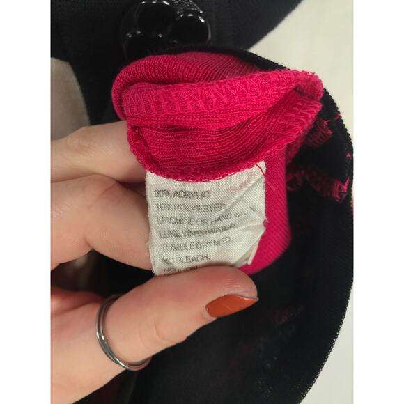 Exclusively Misook Sweater Cardigan Black Pink White Colorblock - Picture 7 of 8